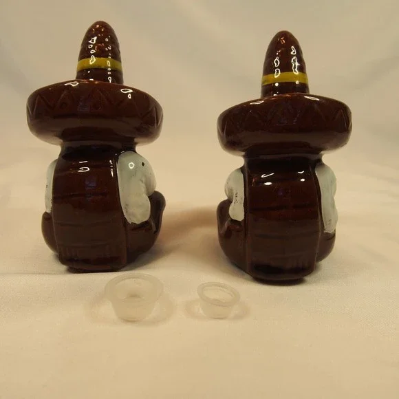Vintage Anthropomorphic Salt Pepper Shakers Mexican Man Sombrero Siesta - Picture 3 of 10
